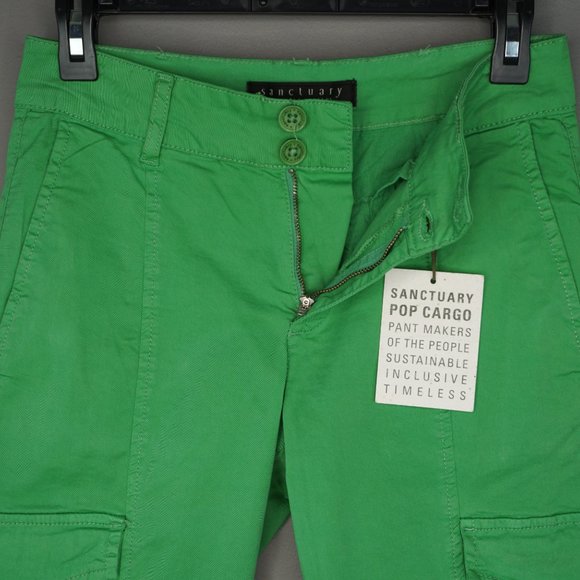 SANCTUARY Rebel Cargo Mid Rise Cropped Cotton Pants in Green Goddess size 24 NWT - Picture 14 of 16